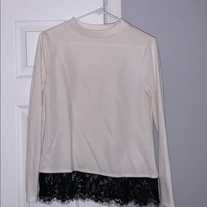 Loft White Mixed Media Top